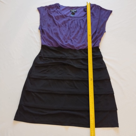 En Focus Studio Sz 12 P Women Black Purple Sleeveless Front Ruffled Pencil Dress - Picture 7 of 7